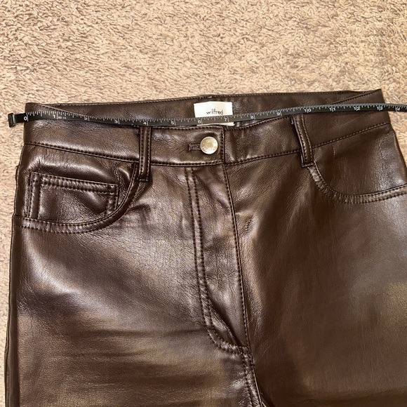 Aritzia Wilfred The Melina Cropped Faux Leather Pant color dark brown Size 4 - Picture 13 of 16